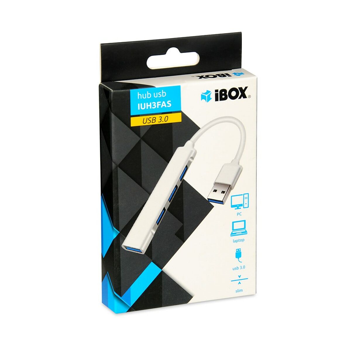 USB Centrmezgls Ibox IUH3FAS USB x 4 Balts